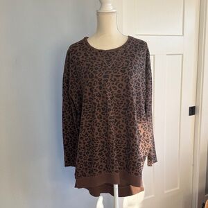 Z Supply Brown Leopard Print Sweatshirt